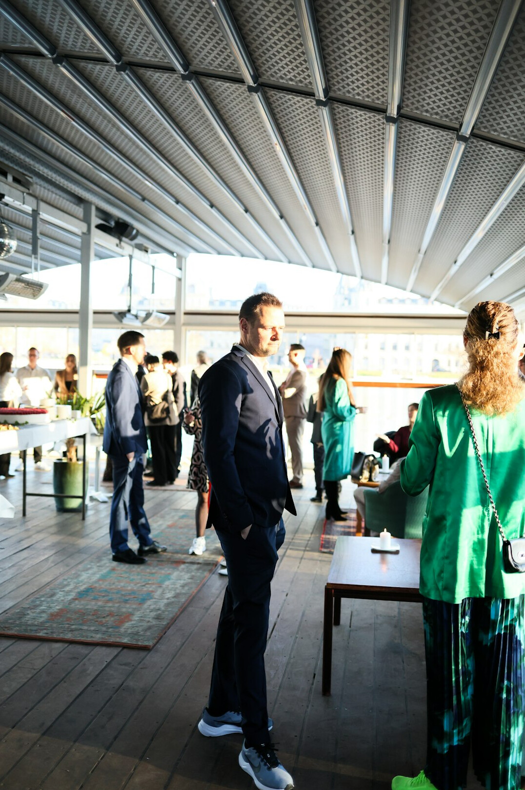 man networking at event