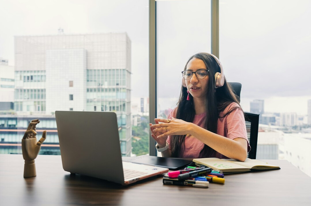woman leading virtual meeting