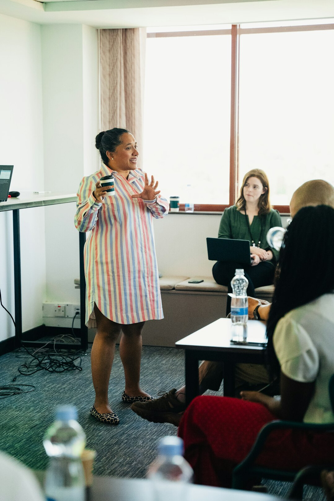 woman speaking confidently in meeting